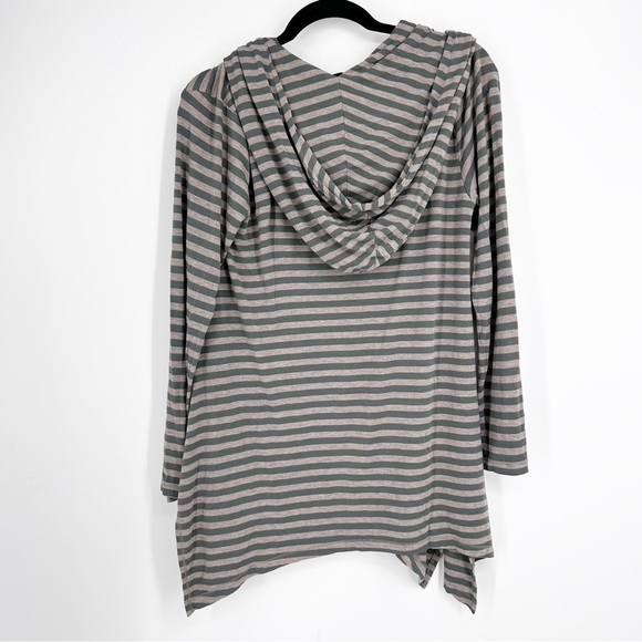 Threads by Saks Fifth Avenue Striped Green and Tan Women's Shirt - Picture 2 of 3